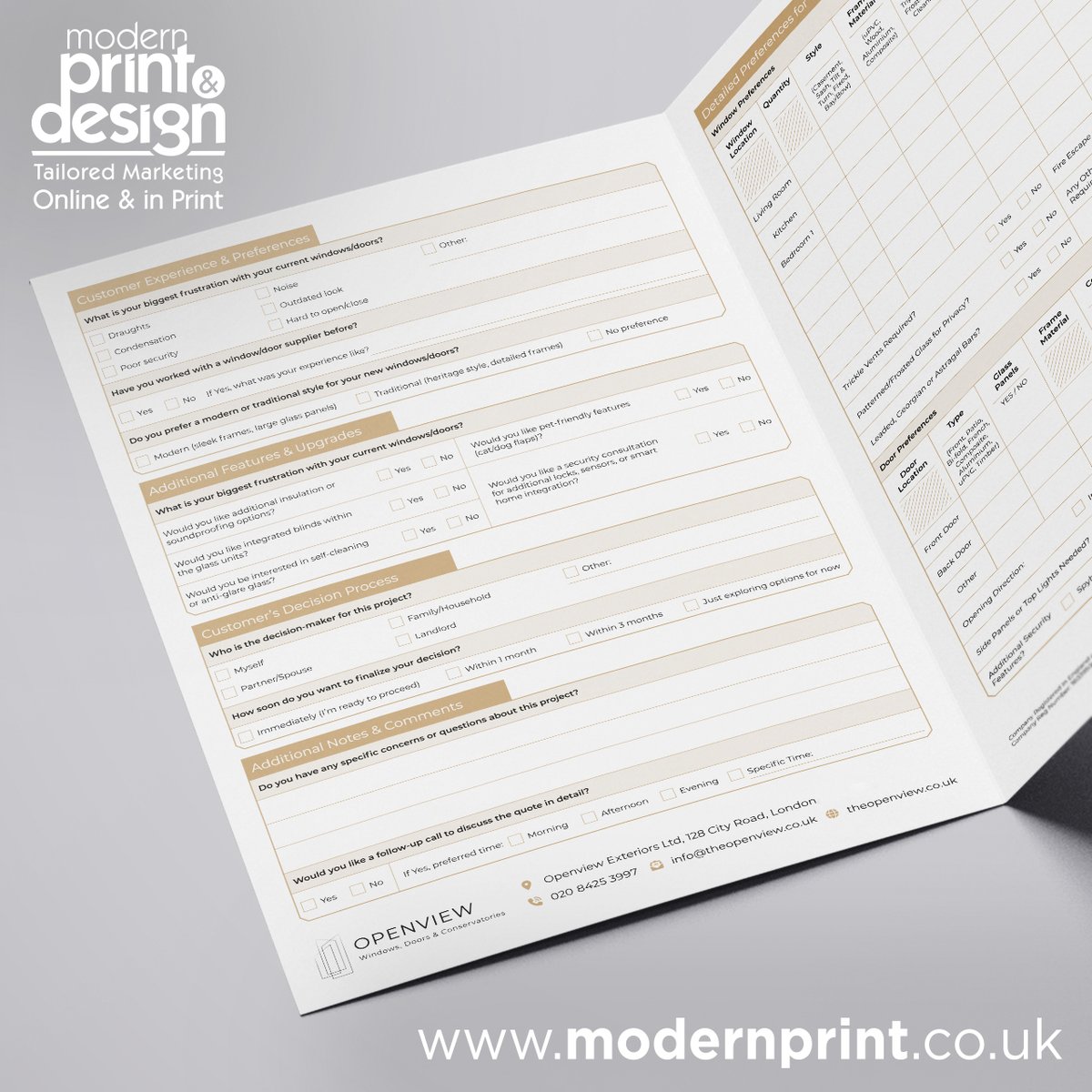 These survey forms for Operview #London show how good design improves everyday paperwork.
Looking to refresh your business stationery? then call-
 Modern Print &amp; Design, Tel 01646 682676.
Pembroke Dock.
Web | Print | Design