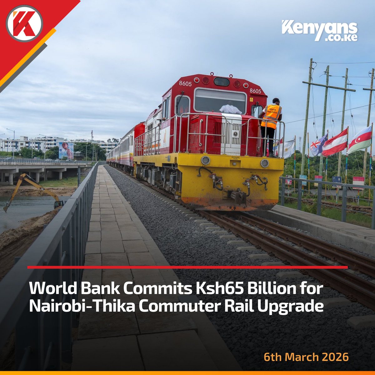 Kenyans's tweet photo. World Bank commits Ksh65 billion for Nairobi-Thika commuter rail upgrade https://t.co/Otbidhilxl