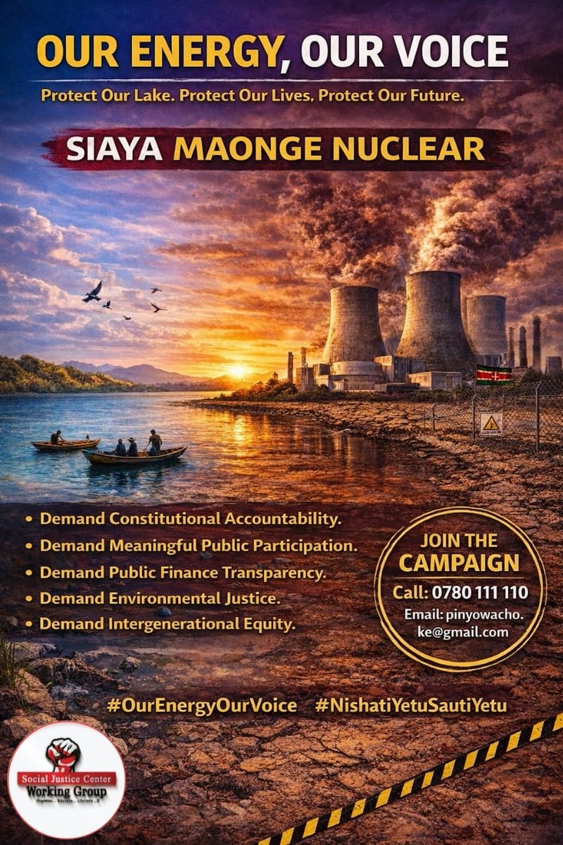 Protect our waters, our health, fisheries, and future generations. No nuclear plant in Siaya without genuine public participation, full transparency on risks, waste management and alternatives like renewables. We demand constitutional accountability. #OurEnergyOurVoice