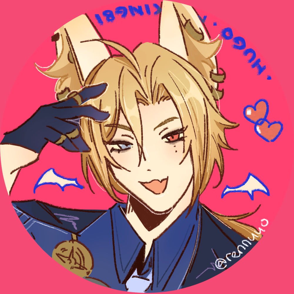 making my own badge!!! redrew it #hugo :3