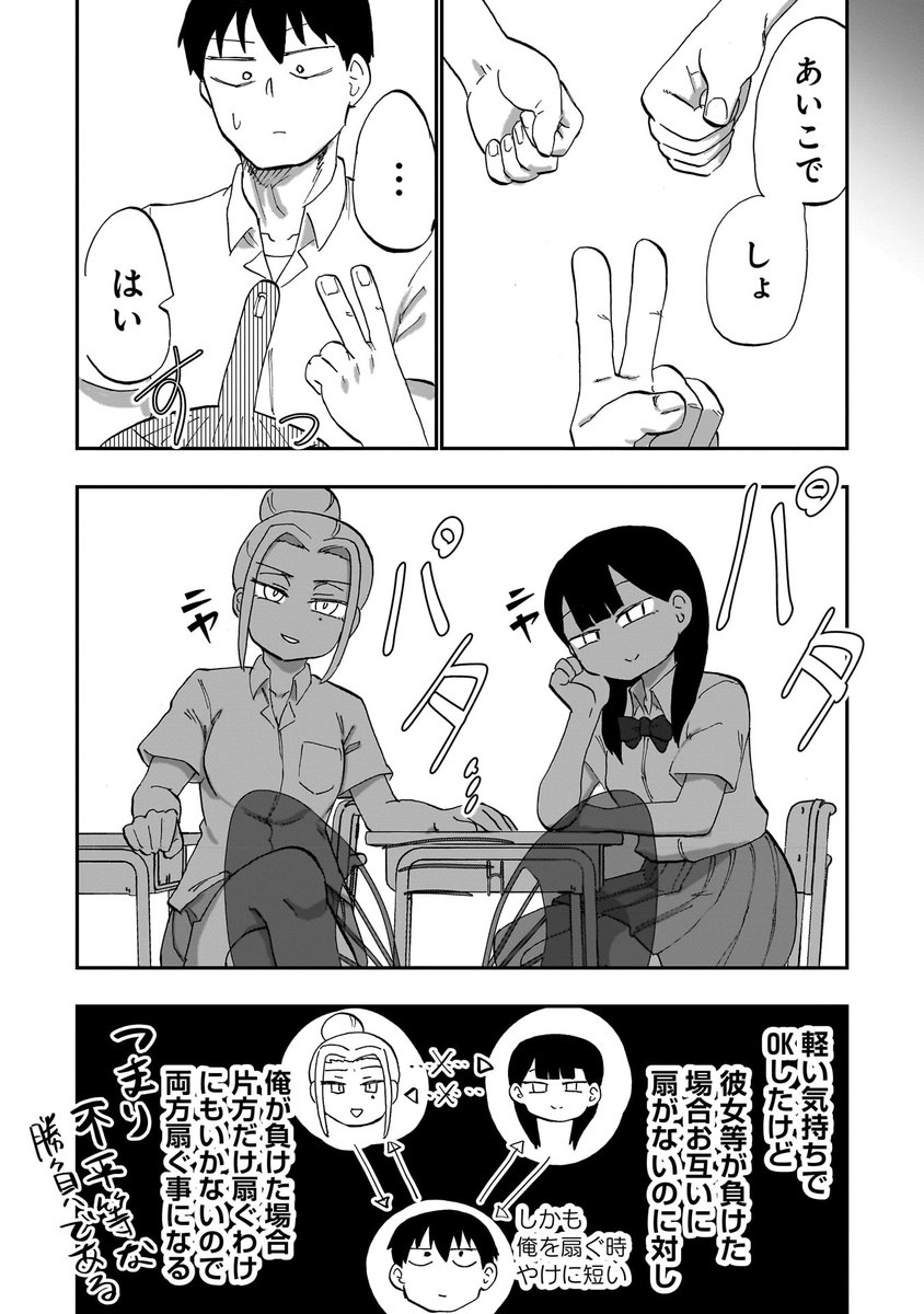 じゃんけんで負けた方が扇ぐゲーム(3/5) 