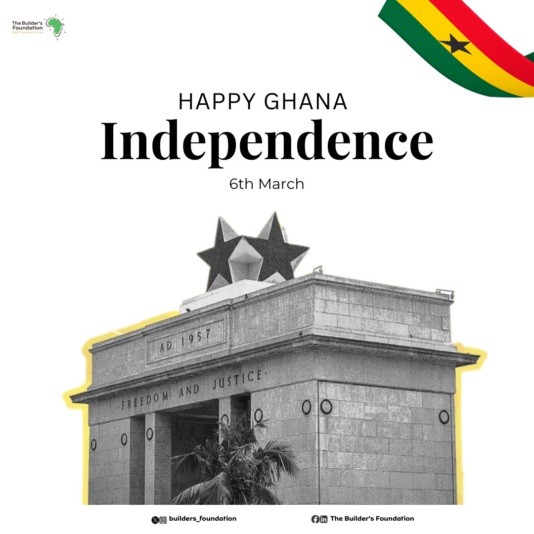 Builders_Fdn's tweet photo. We are reminded that Ghana’s future lies in the potential of our youth and the strength of our rural communities. 
When young people everywhere are empowered with opportunity, the promise of independence continues to grow.

Happy Independence Day, Ghana!🇬🇭 

#IndependenceDay #TBF https://t.co/W3cM0teXux