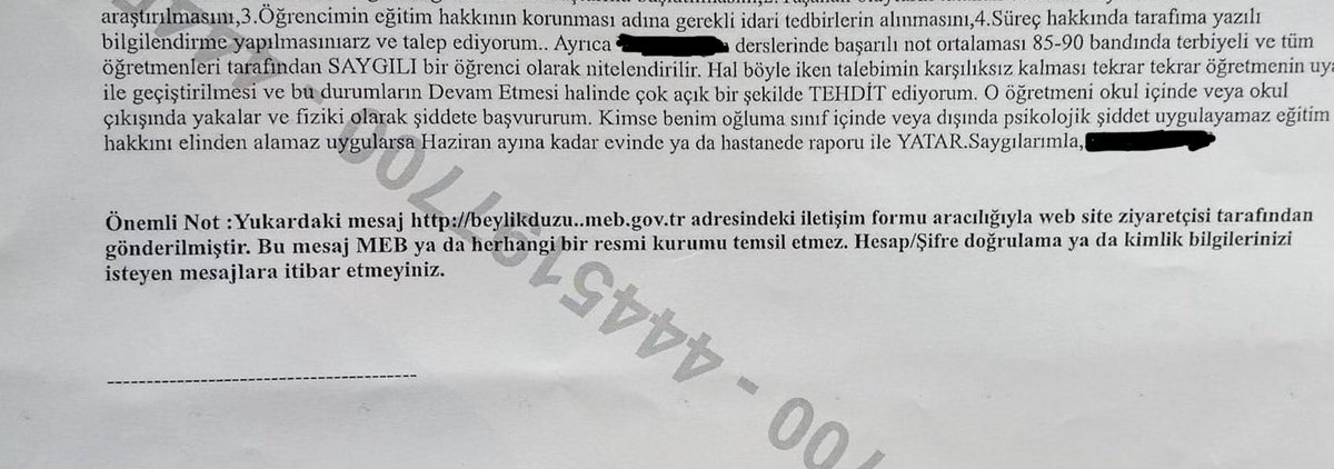 ÖĞRETMENE YÖNELİK TEHDİT ASLA KABUL EDİLEMEZ

İstanbul Beylikdüzü Dr. Ayla Savaş Ortaokulu’nda görev yapan bir kadın öğretmenimiz hakkında, bir veli tarafından İlçe Millî Eğitim Müdürlüğüne gönderilen e-postada açıkça fiziksel şiddet tehdidinde bulunulmuştur.

 “O öğretmeni okul