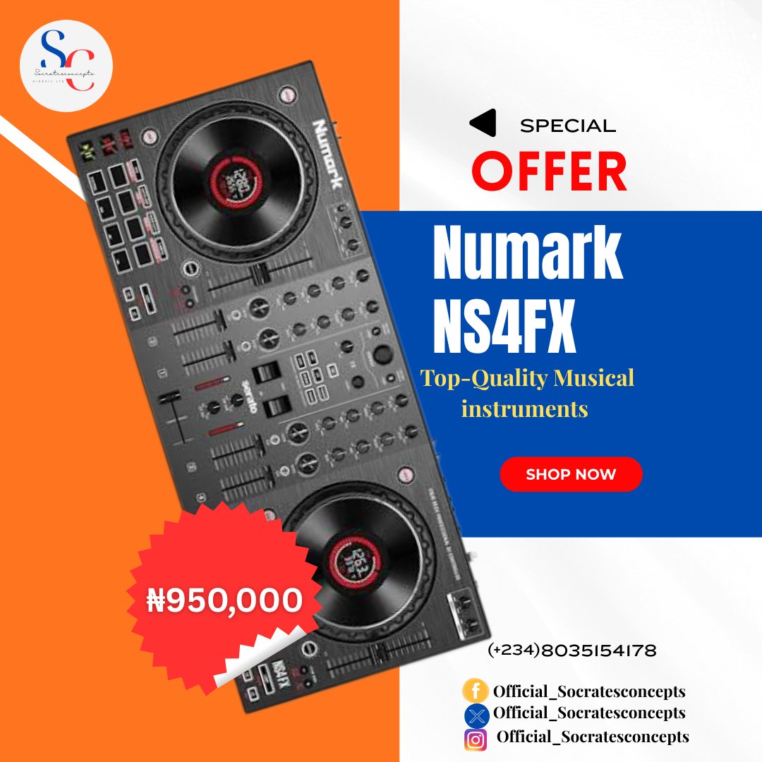 socratesconcept's tweet photo. Numark NS4FX 
.
.
🏷️ ₦950,000
.
☎️ +2348035154178
.
📍Shop BJ 18a Ojo Alaba international Market 
.
We deliver Nationwide Nigeria 

#specialoffer #discountsales https://t.co/TgPvD5ko3D