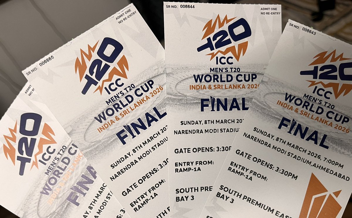 TusharGuptatech's tweet photo. India vs New Zealand T20 World Cup Final!🔥 Grab your tickets before they’re gone! 🇮🇳🏏🏴 #INDvsNZ #T20WorldCup #CricketFever  #bookmyshow #T20WC2026 #T20WorldCupFinal https://t.co/DO7oG8Zv36