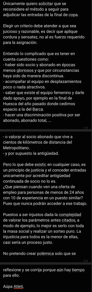 FelixJ2011's tweet photo. @SenadoAtletico @Atleti Como durante todo el dia en la de Zaragoza, donde estuve, no como al terminar el partido.
Aprovecho...
Elegir un criterio debe atender a que sea juicioso y razonable, es decir que aplique cordura y sensatez, ... https://t.co/wDTqhyRrRl