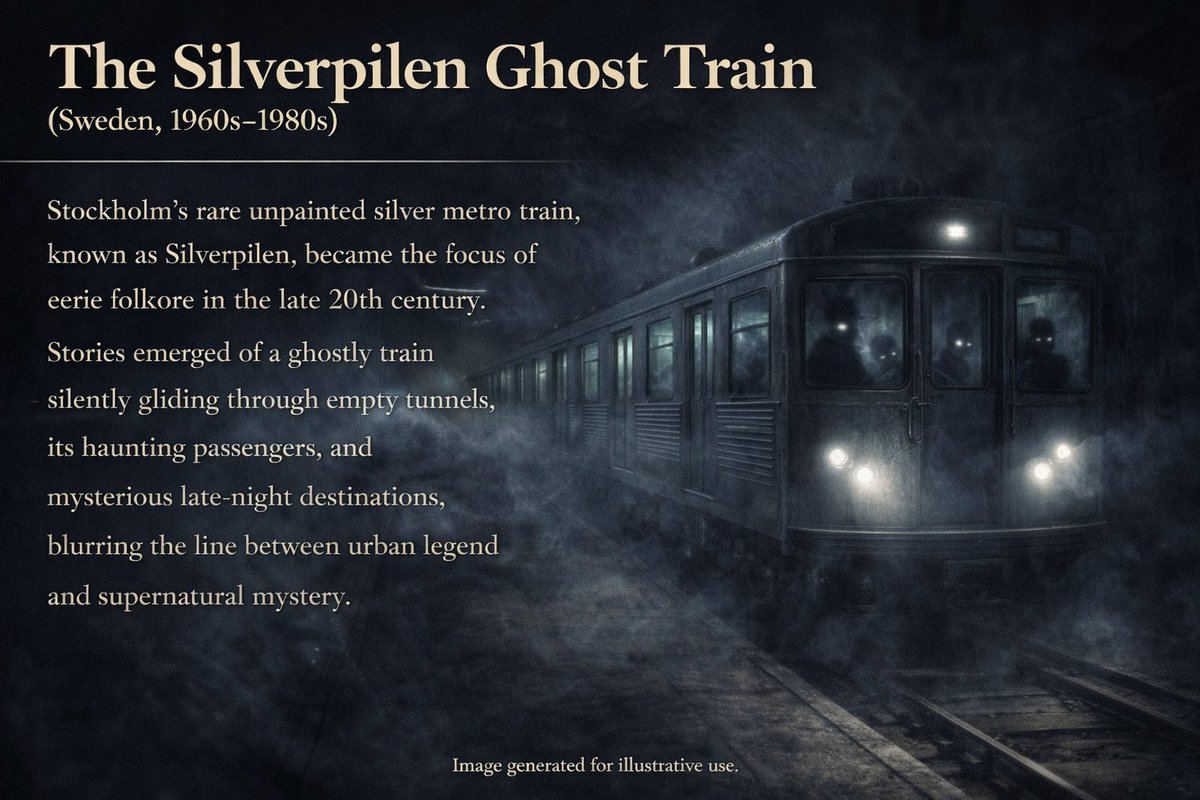 13thXmission's tweet image. The Silverpilen Ghost Train

A real silver metro prototype became the center of late-night tunnel legends in Stockholm.

Empty carriage… phantom train… folklore in motion.

Revisited Transmission.

📎 en.wikipedia.org/wiki/The_Silve…

#Silverpilen #GhostTrain @13thXmission