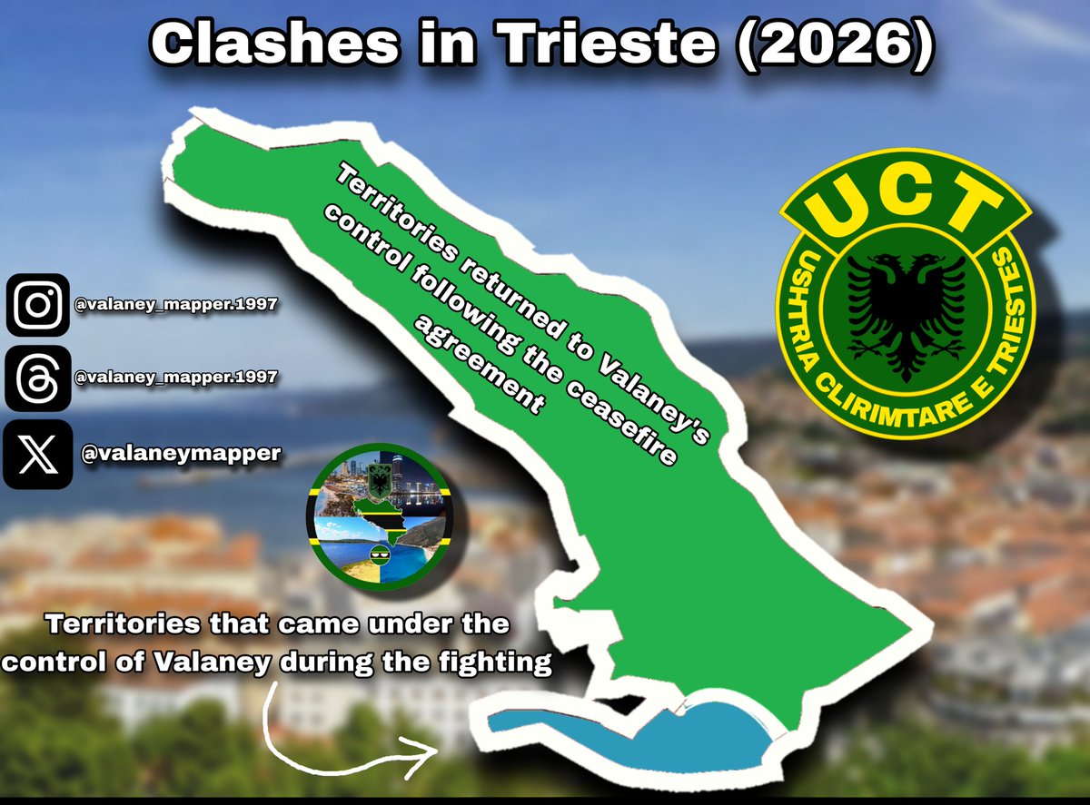 valaneymapper's tweet photo. Clashes in Trieste (2026) 🇮🇹⚔️🇯🇲

Like, comment, share and save
Follow to @valaneymapper for more

#Valaney #Map #country #trieste #Italy https://t.co/CfFaiAWSps