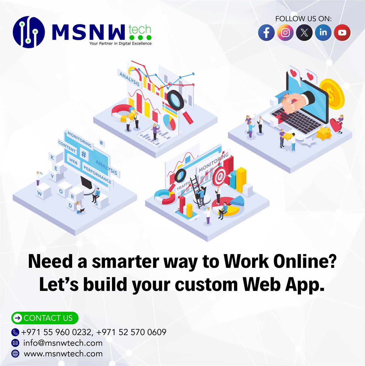 msnwtechpvtltd's tweet photo. 🌐 Need a smarter way to Work Online? Let’s build your custom Web App. 🚀💻
📞 Contact Us: +971 55 960 0232, +971 52 570 0609
 📧 info@msnwtech.com | 🌐 https://t.co/24unC1BmaI

#MSNWTechUAE #MSNWTechSharjah #WebAppDevelopment #CustomWebApps #MSNWTech #SmartBusiness https://t.co/1yHkG9FQpb