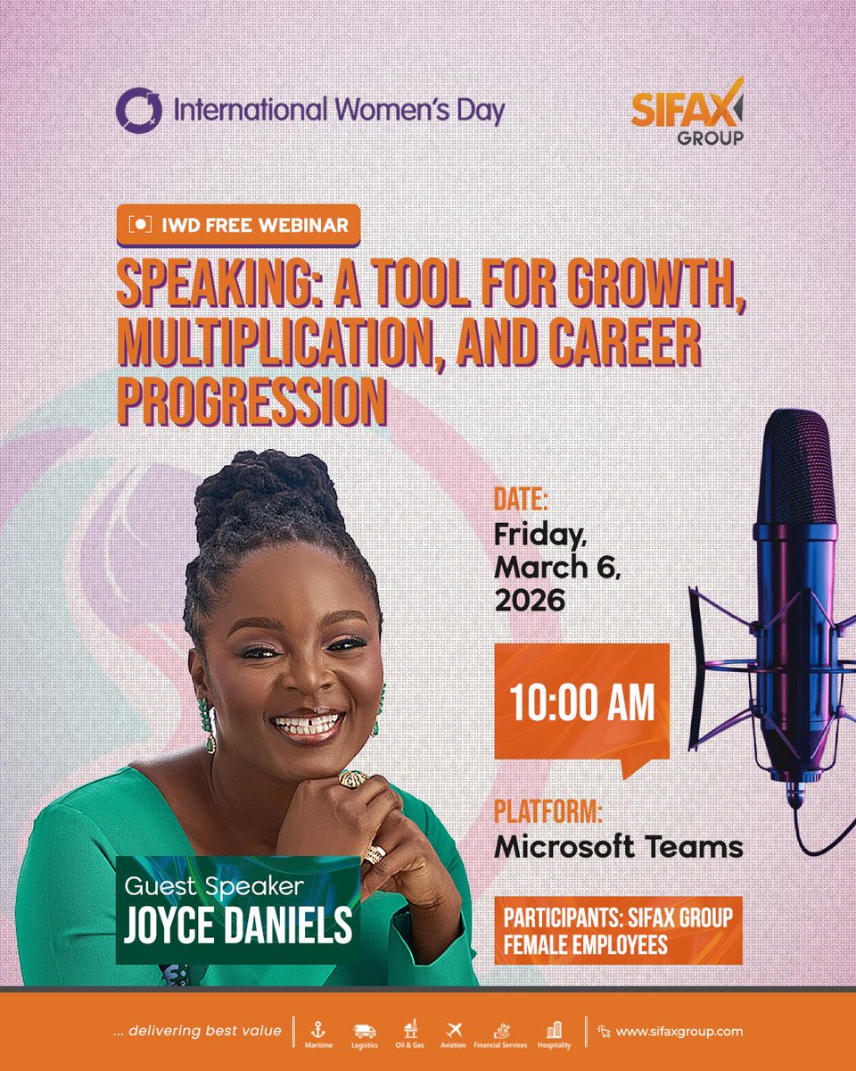 iamjoycedaniels's tweet photo. Spending the morning with the incredible women of SIFAX Group marking International Women’s Day and discussing how speaking can become a tool for growth, multiplication, and career progression.

I am Grateful to be part of this conversation today.

Joyce Daniels
Queen of Talk https://t.co/figCcGrA60