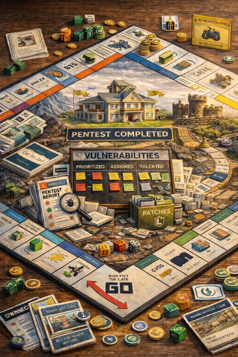 logisekict's tweet image. #Security as a Monopoly Board

What if your organization’s #security #posture could be explained through a game of #Monopoly?

A #PenetrationTest often reveals that defending an environment is less about isolated #vulnerabilities and more about understanding the entire board.