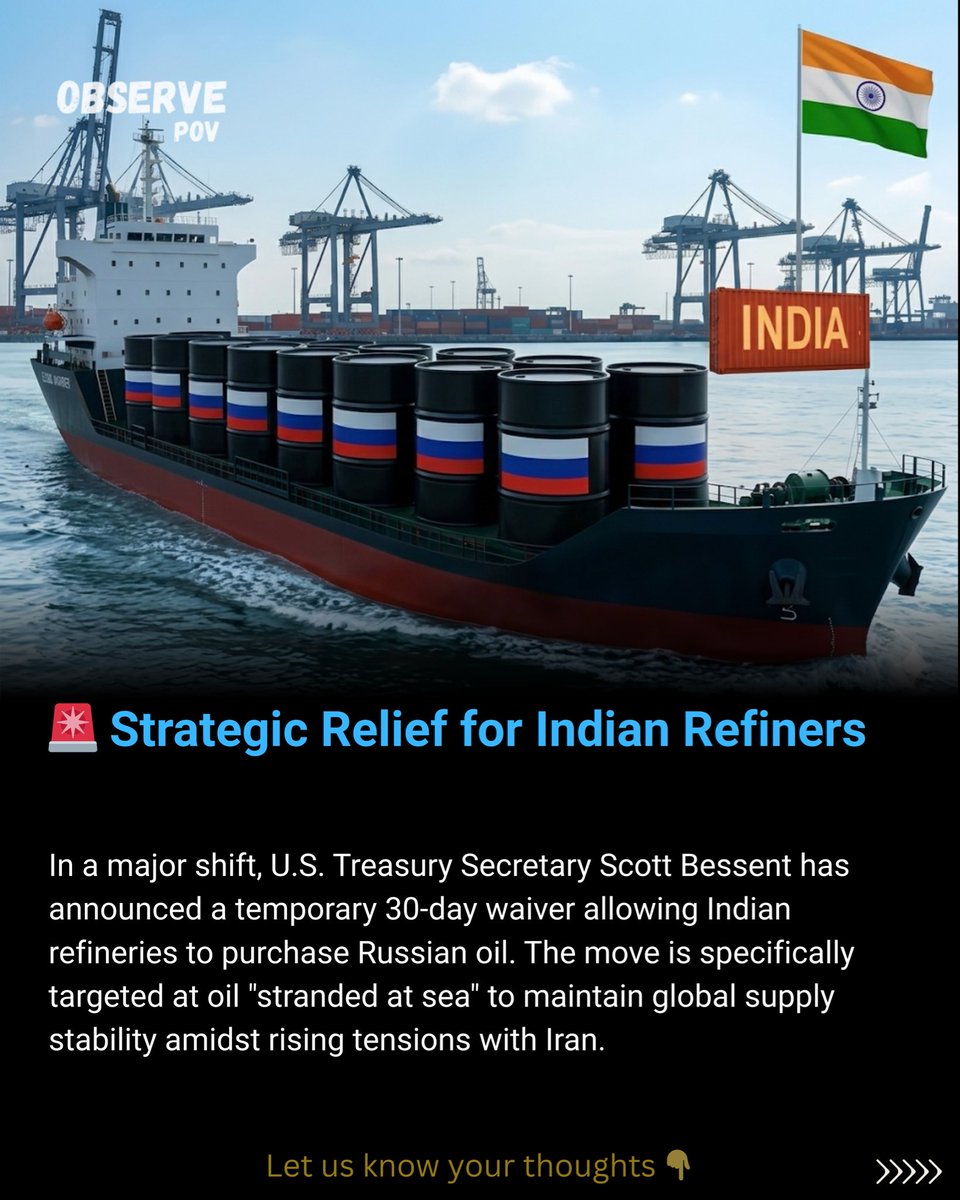 onlypov_'s tweet photo. The U.S. is giving India a 30-day window to buy Russian oil, but it comes with a clear message: it’s a short-term fix to counter Iran’s "energy hostage" tactics. https://t.co/i1pKl03lFB