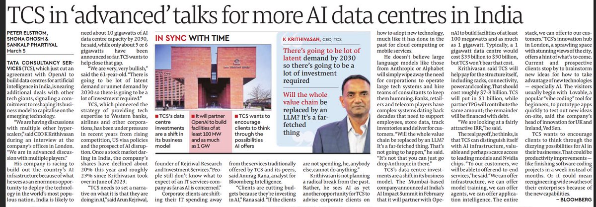 TCS in Advanced Talks to Build More AI Data Centres in India Tata ...