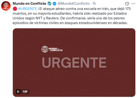 FisicoImpuro's tweet photo. Dijeron que era mentiras, que era una Fake News, incluso le creyeron a @grok que es una IA parcializada afín del gobierno de Donald Trump, pero hoy el propio New York times confirmo que las 175 victimas de una escuela de niñas, fue obra de los EEUU. Es una de las masacres de población civil mas grande realizada por el ejercito de los EEUU