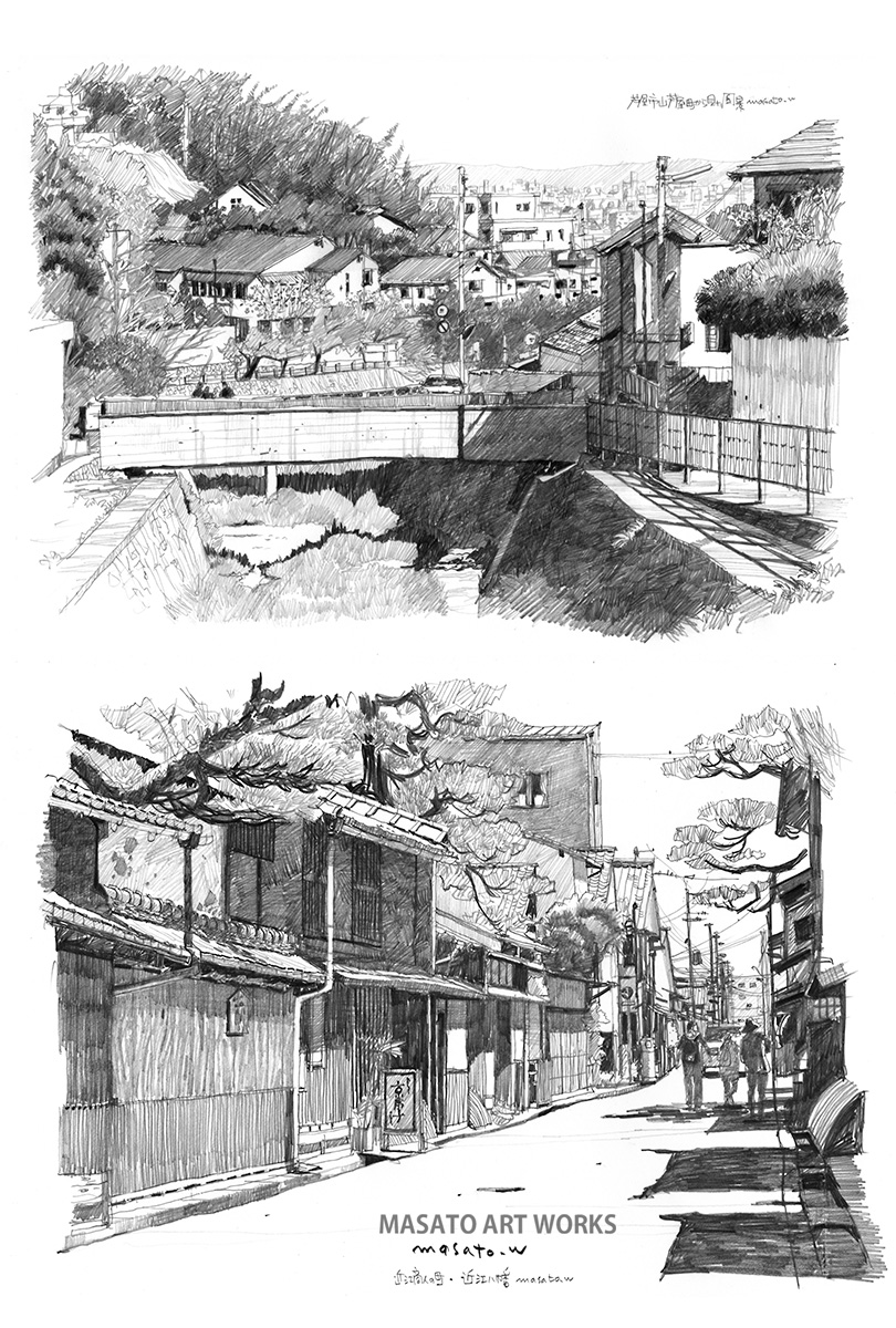 鉛筆スケッチ:長く描きつづけると】 コピー用紙を重ねて薄く見える下の