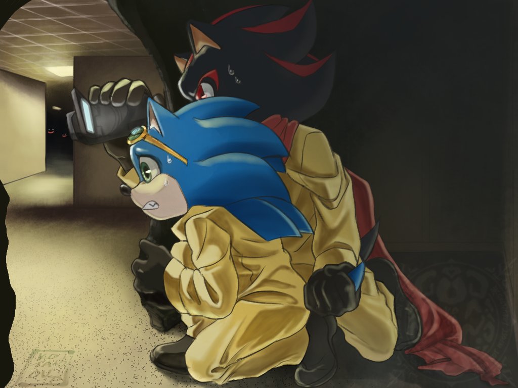 k0taou's tweet photo. Old art from 2025

TSG x The Backrooms, Dadow holds Momic's tail when hes scared, haha
 #SonicTheHedgehog #shadowthehedegehog #TSG #sonadow https://t.co/159upG7h9o
