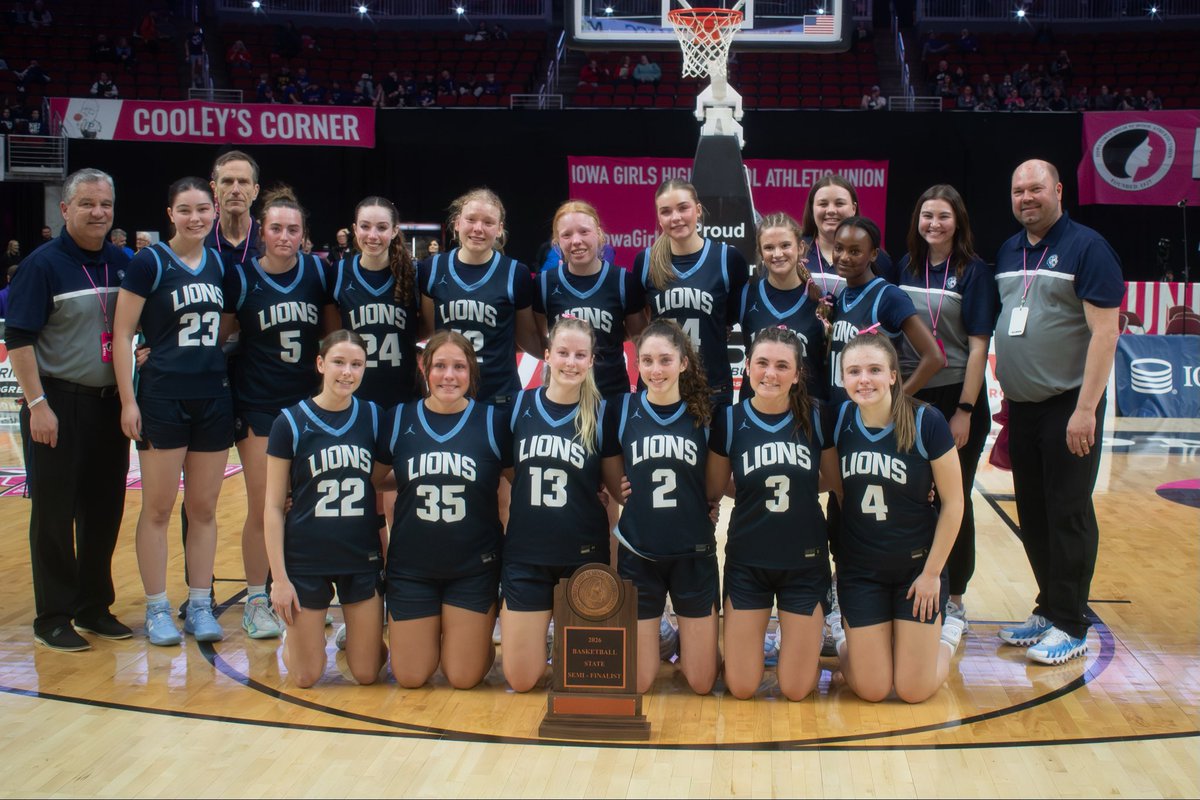 DMCAthletics's tweet photo. Congratulations to our DMC Lady Lions and Head Coach Chris Barkema on an outstanding season and semi-final finish at the 3A IGHSAU Girls Basketball tournament. Thanks for representing our school will class. #dmcgirlsbasketball https://t.co/N0AnyjSit1
