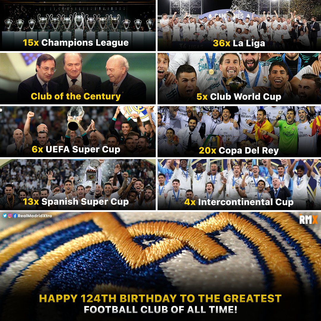 Happy 124th Birthday to the Greatest football club of all time, <a href="/realmadrid/">Real Madrid C.F.</a> 🩶👑