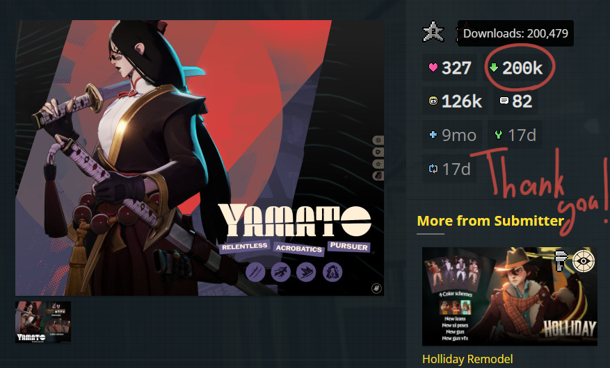 200k downloads, you guys are just crazy,  your support makes me want to make more mods, thank you all!

You can download the Yamato mod here:
gamebanana.com/mods/599927