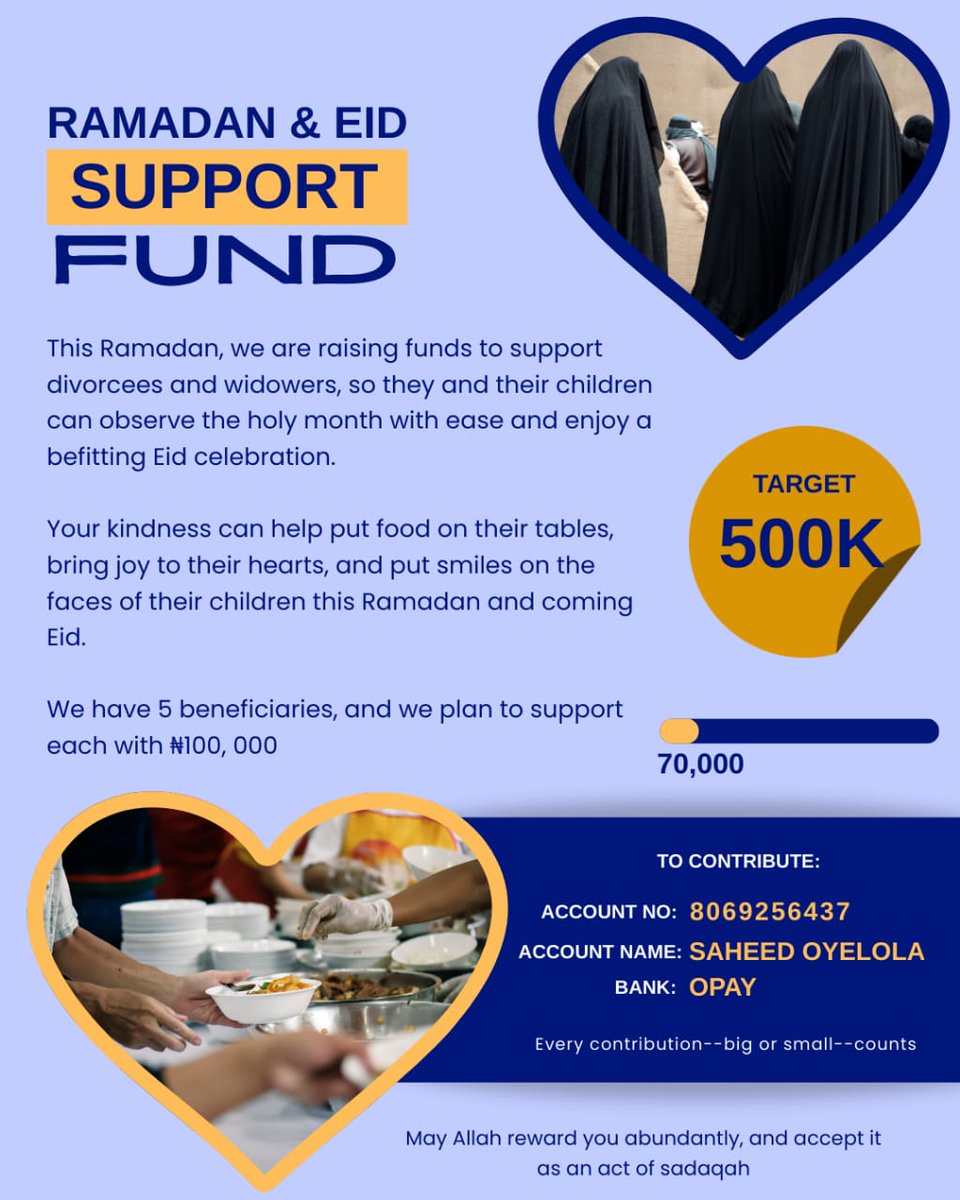 ritzyand's tweet photo. Ramadan &amp; Eid Support Fund 🤍

This Ramadan, we are raising funds to support divorcees and widowers, so they and their children can observe the holy month with ease and enjoy a befitting Eid celebration.

Your kindness can help put food on their tables, bring joy to their hearts, https://t.co/lBA8mZUJ2y