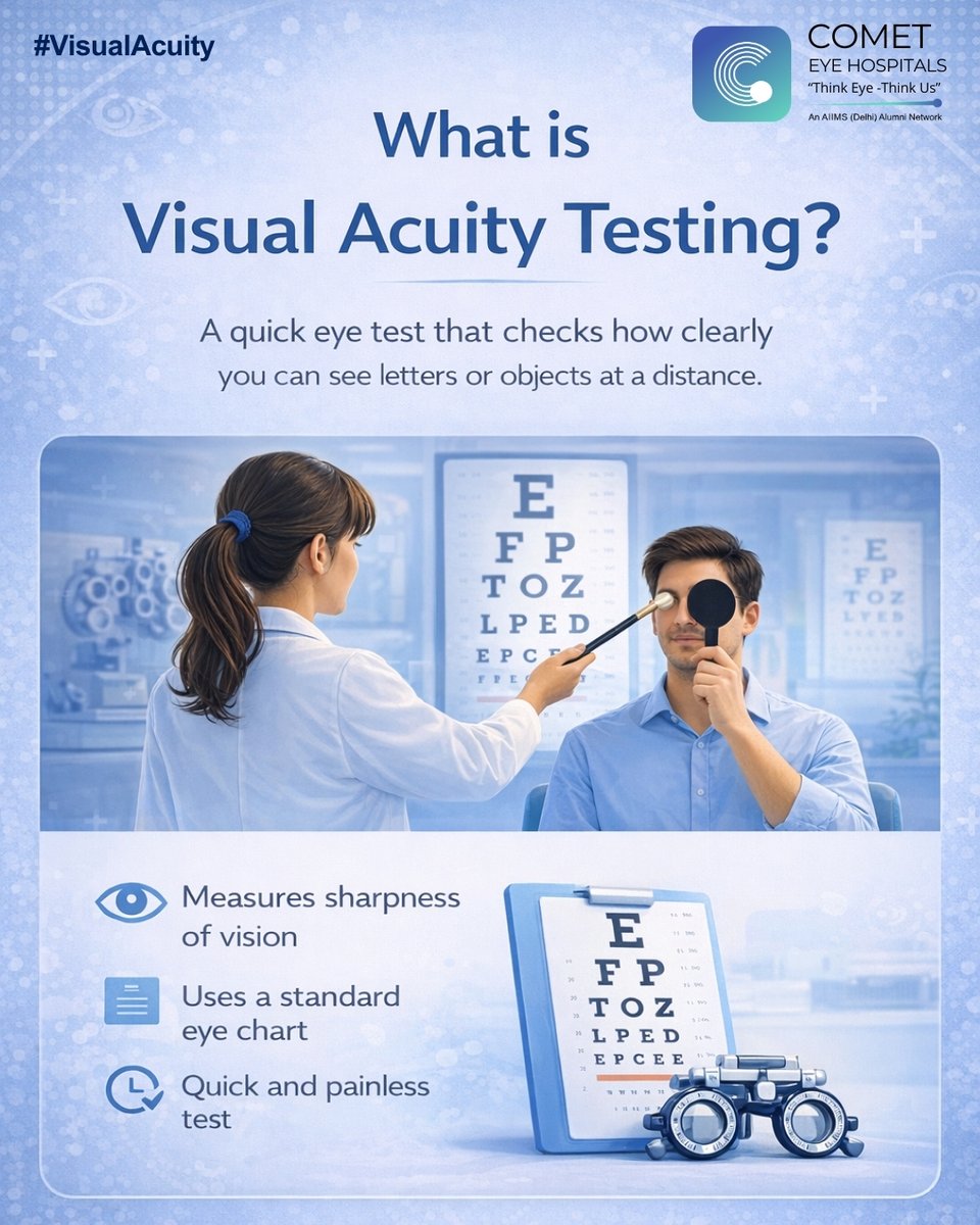 Cometeyecare's tweet photo. Clear visual acuity allows you to see details sharply. This test measures how effectively your eyes focus and recognize objects at a distance.
Contact us on: +91 98100 87878
#visualacuity #clearvision #eyehealth #visioncare #healthyeyes #cometeyehospitals https://t.co/xrQJY1ELw0