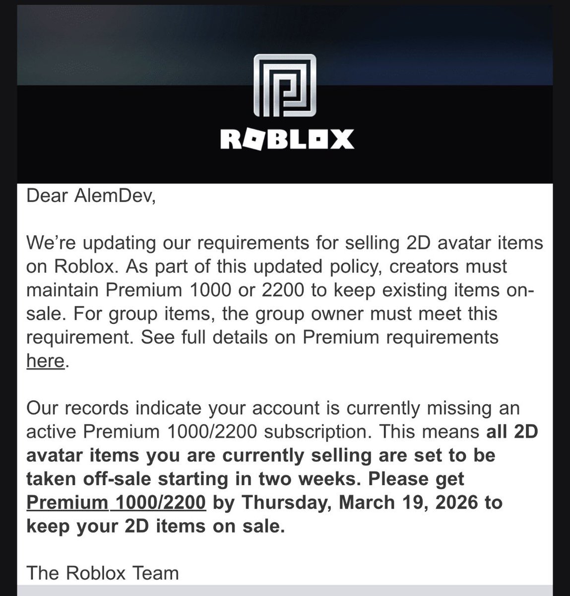 TheAlemDev's tweet photo. I would literally be paying MORE to keep my T-Shirts uploaded than what I actually earn from them 😭🙏

Yall are greedy as hell

@Roblox https://t.co/VJMXT6sSw4