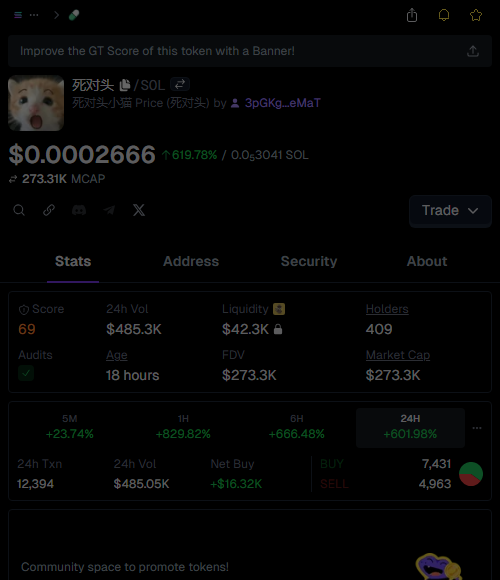 xdantegamble's tweet image. Called it EARLY on $死对头! 🚀  
Entry: $14.3k  
Now: $297.6k 💰  
20.8X PROFIT! 🔥  
  
“Price is what you pay, value is what you get.” – Warren Buffett 💡  
Stay sharp, degen kings! #CryptoGains #NeverLate

👉 Check #死对头 called: t.me/sapientinsider…
💹 Chart: