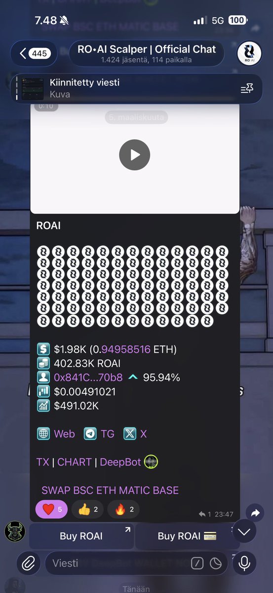Gm Crypto fam
#ROAI Back above $500K MC 🔥

People are slowly starting to understand what is being built here.

You don’t see opportunities like this very often — a project with a real trading ecosystem, AI bot, and data platform still sitting at such a low market cap.

Once the