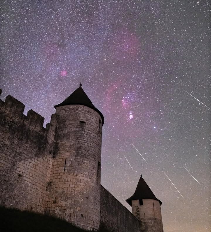 Beneath a Meteor Shower: A Gothic Night Sky 🏰✨
Gaze upon the heavens as a meteor shower streaks past a majestic stone fortress. The vibrant purple nebulae and dusting of stars create a breathtaking backdrop for this ancient sentinel of the night! ✨🌌