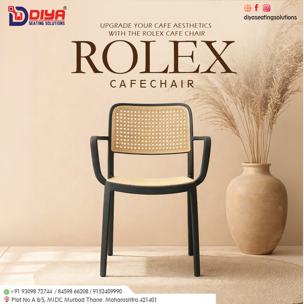 diyaseatin46731's tweet image. Upgrade your café seating with the Rolex Café Chair from Diya Seating Solutions 🪑✨
Modern design, durable build &amp;amp; perfect for cafés ☕ and restaurants 🍽️.
#RolexCafeChair #CafeFurniture #CommercialSeating #DiyaSeatingSolutions