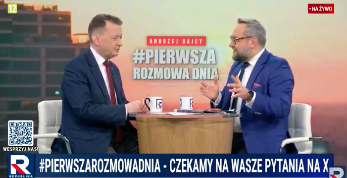 #PierwszaRozmowaDnia | <a href="/mblaszczak/">Mariusz Błaszczak</a> (<a href="/pisorgpl/">Prawo i Sprawiedliwość</a>): umówiliśmy się co do tego, że jutro pan prezes Jarosław Kaczyński przedstawi nazwisko.
#tvrepublika #włączprawdę