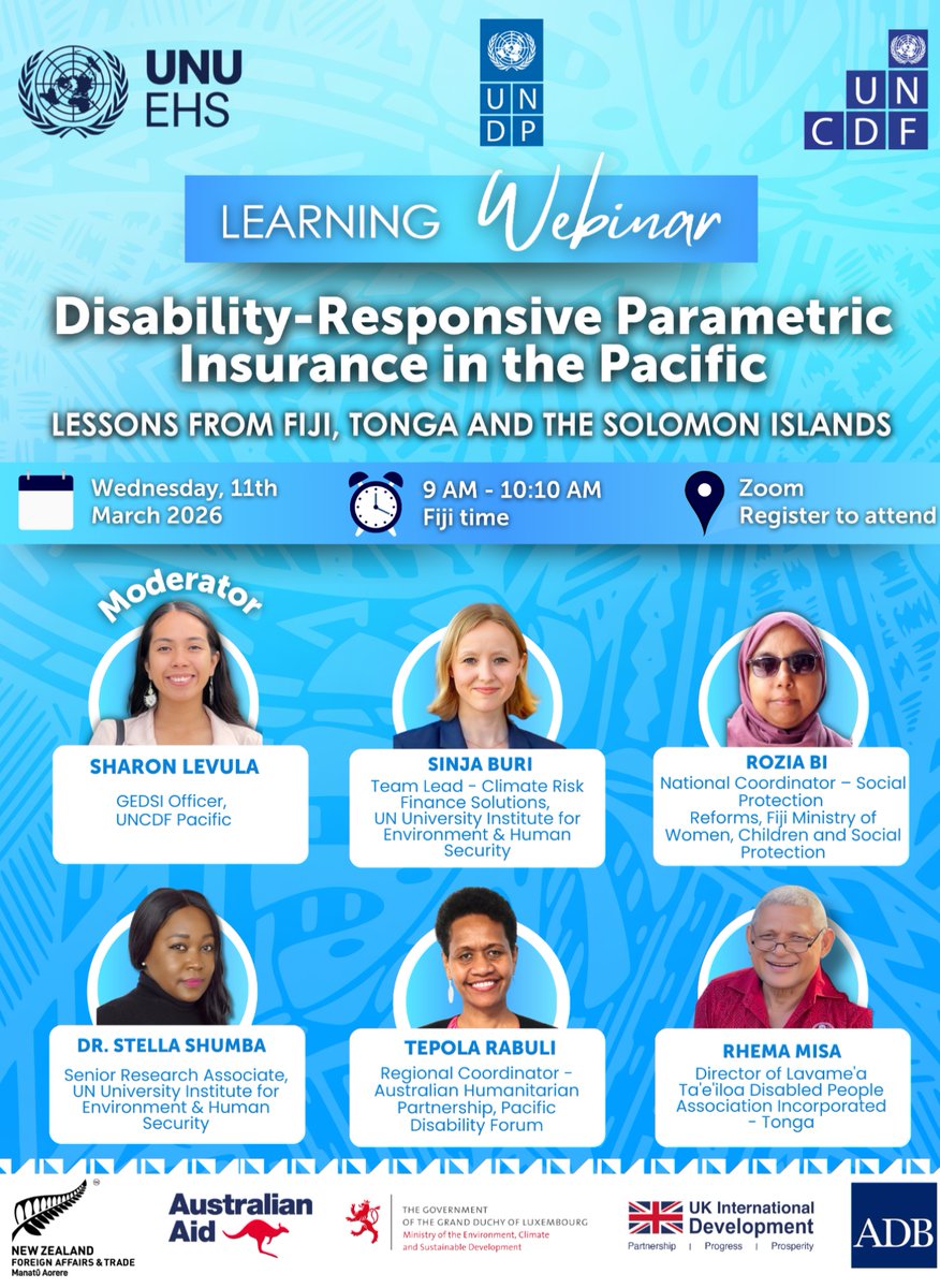 UNDP_Pacific's tweet photo. 💻Join our webinar to hear key learnings from disability needs assessments in #Fiji, #Tonga, and #SolomonIslands, uncovering how climate risk finance can better reach &amp; protect persons with disabilities. 
 
🔗Register here: https://t.co/JKHrp0WUmV https://t.co/146SO53u0x