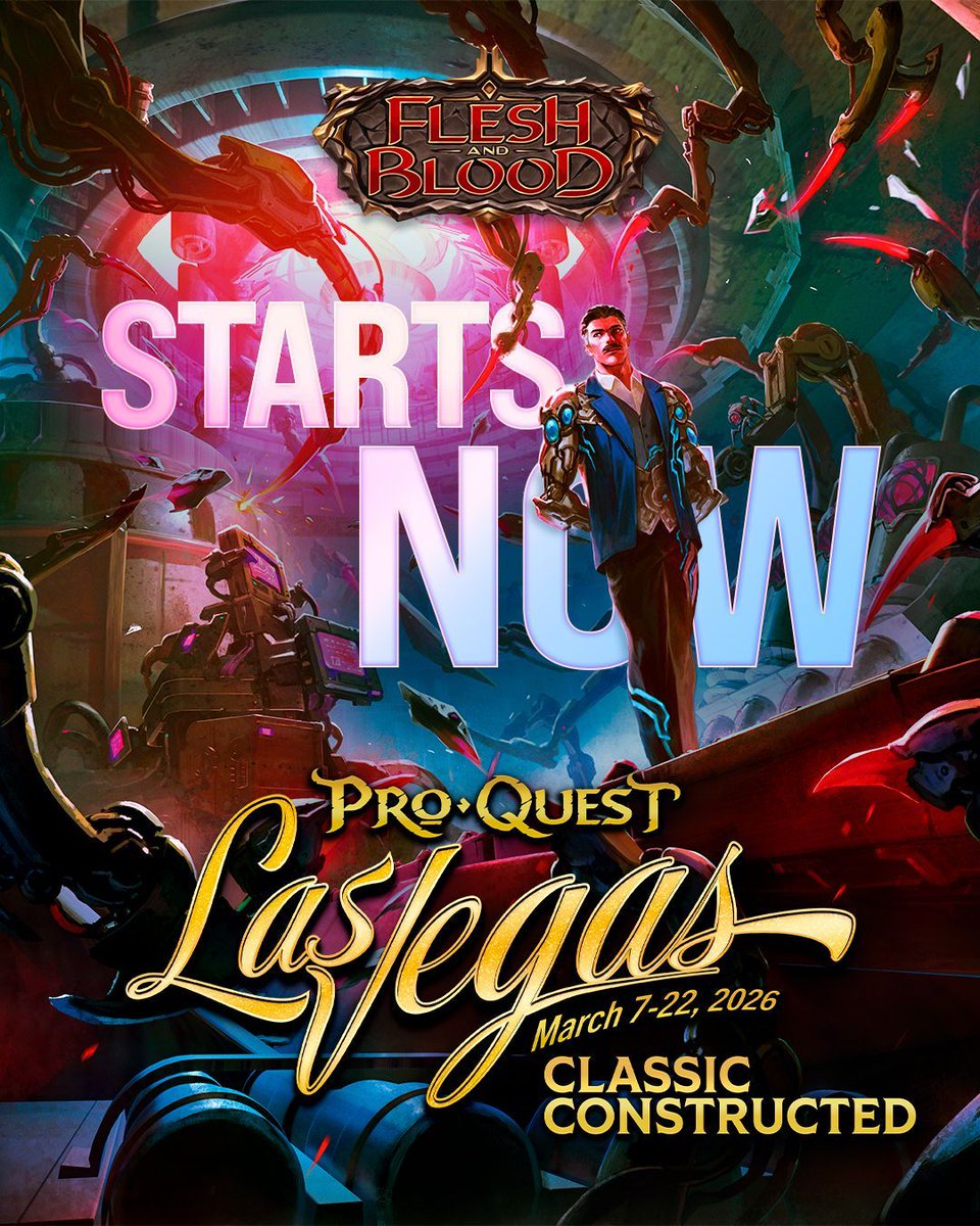 fabtcg's tweet image. Pro Quest: Las Vegas Classic Constructed events kick off this weekend! 🎲 

Grab your favorite deck and get ready to high roll from March 7–22 at your local game store 🔥 

Find your nearest Pro Quest: buff.ly/jiCO7B3