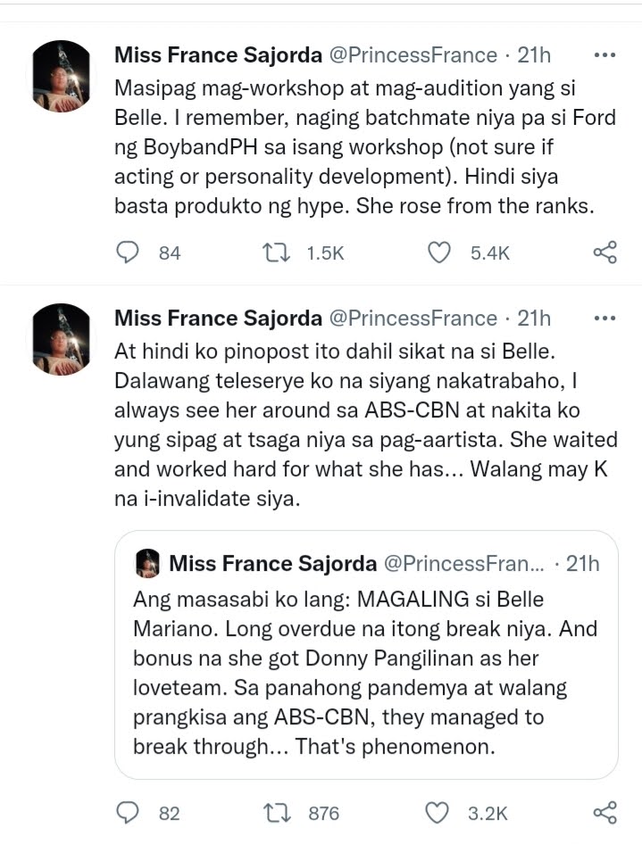 poshmomma_1022's tweet photo. Bringing back this testimony from 2021 by someone in the industry who witnessed how she paid her dues and worked her way slowly and steadily to where she is now. She is not merely a product of hype. Our Belle is the REAL deal! 

#BelleMariano https://t.co/VPhtzt4t0w