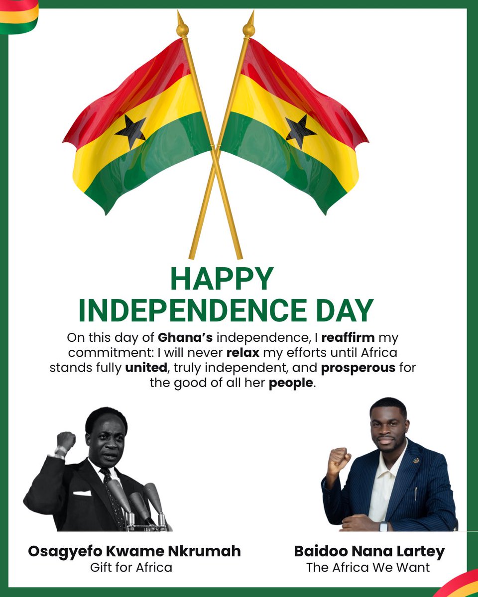 On this day of Ghana’s independence, I reaffirm my commitment: I will never relax my efforts until Africa stands united, truly independent, and prosperous. I encourage African youth, the African diaspora, and people of African descent everywhere to look home to invest in Africa.