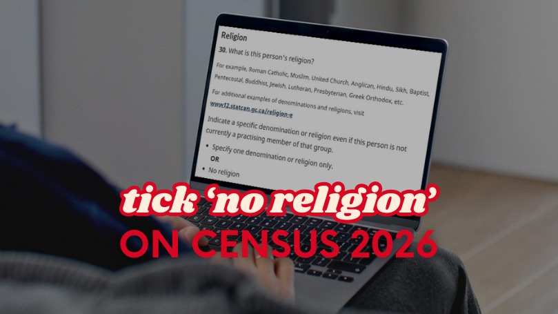 RMAtheists's tweet photo. Make the Census Count: Tick “No Religion” in 2026

https://t.co/kEpbMD3uk1

#RockyMountainAtheists #rma #WesternCanadianReason  #wecanreason #freedomfromreligion #criticalthinking #skeptics #science https://t.co/u1eO3dZYy6