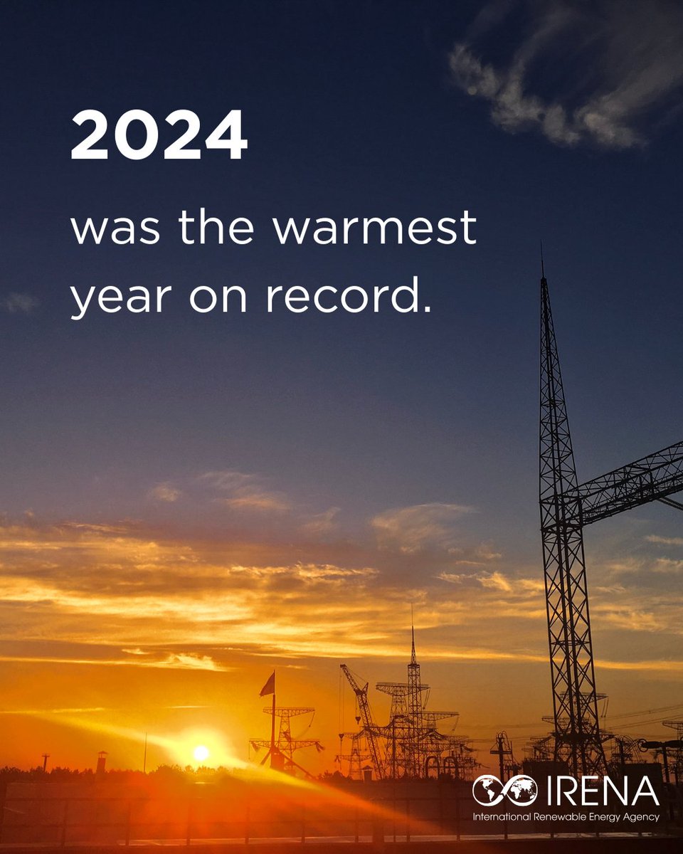 IRENA's tweet image. 🌡️Temperature extremes are placing growing pressure on #renewable power systems. Unprecedented heat pushed #electricity demand well above normal levels in 2024, exposing the need for climate-driven energy service &amp;amp; reliable supply. Learn how climate variability is influencing
