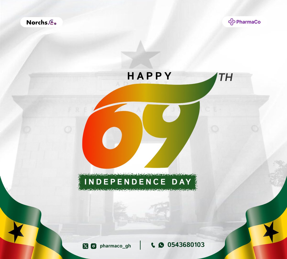 pharmaco_gh's tweet photo. 🇬🇭 Ghana turns 69 today!

A stronger nation deserves stronger healthcare systems.
https://t.co/F6QcAhnCRe is helping pharmacies track medicines smarter and serve patients better.

Happy Independence Day Ghana ❤️💛💚 https://t.co/hRWdIXtoqx