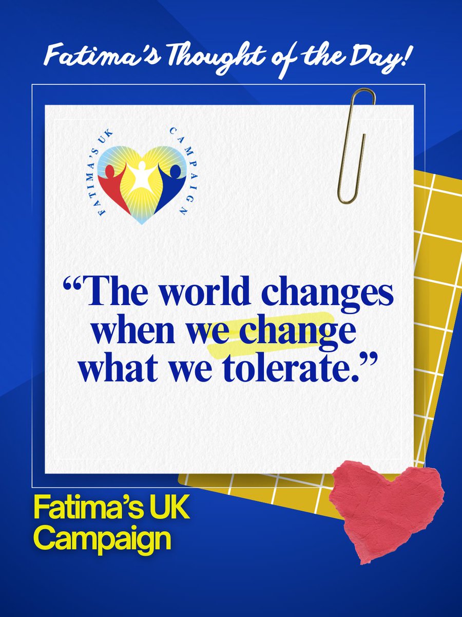 FatimaWh1tbread's tweet image. Fatima’s Thought of the Day: “The world changes when we change what we tolerate.”

Today’s Thought:
Standards shape outcomes. When we refuse to accept injustice,transformation begins.

#FatimasUKCampaign #ChildrenAreOurFuture #FatimaWhitbread #RaiseTheStandard #CareLeaversSupport
