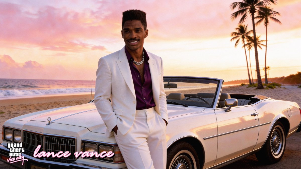 NaNaKu_7's tweet photo. GTA: Vice City in Real Life, featuring Lance Vance, made with Seedream AI #GTAViceCity #GTAVC #LanceVance #ViceCity #ViceCityInRealLife #GTAArt #AIArt #SeedreamAI https://t.co/fDB46DaFG0