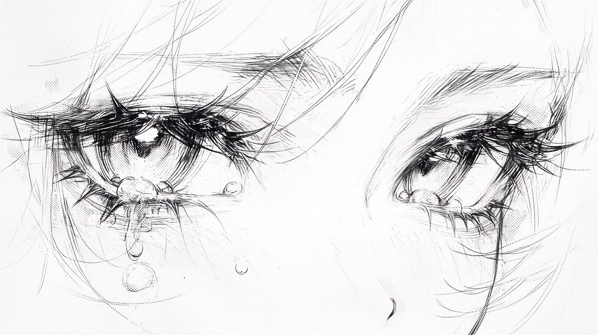 PatatoQo's tweet photo. Prompt words：Close-up of eyes, glancing with affection, captivating and sultry eyes, delicate long eyelashes, fine line art, manga screen-tone, halftone dots, soft shading, dreamy atmosphere, elegant, high contrast, black and white ink,smooth,desire,sexy,virtual focus,gentle eyes , Niji 7 --ar 16:9 --stylize 400