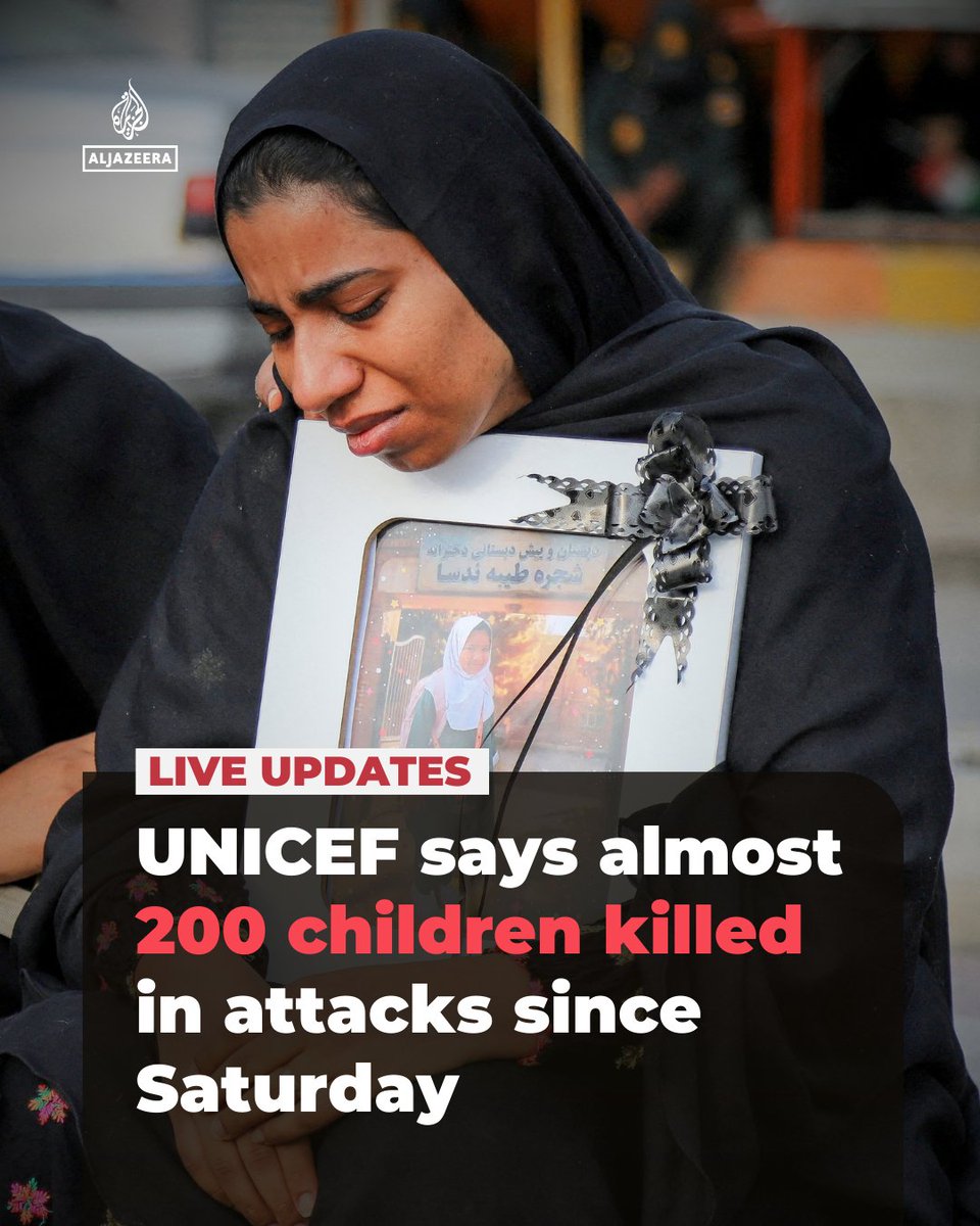 "Children do not start wars, but they pay an unacceptably high price."

Almost 200 children have been reported killed across the Middle East since the weekend’s US and Israeli military escalation against Iran, according to UNICEF.

🔴 LIVE updates: aje.news/rm8ax7