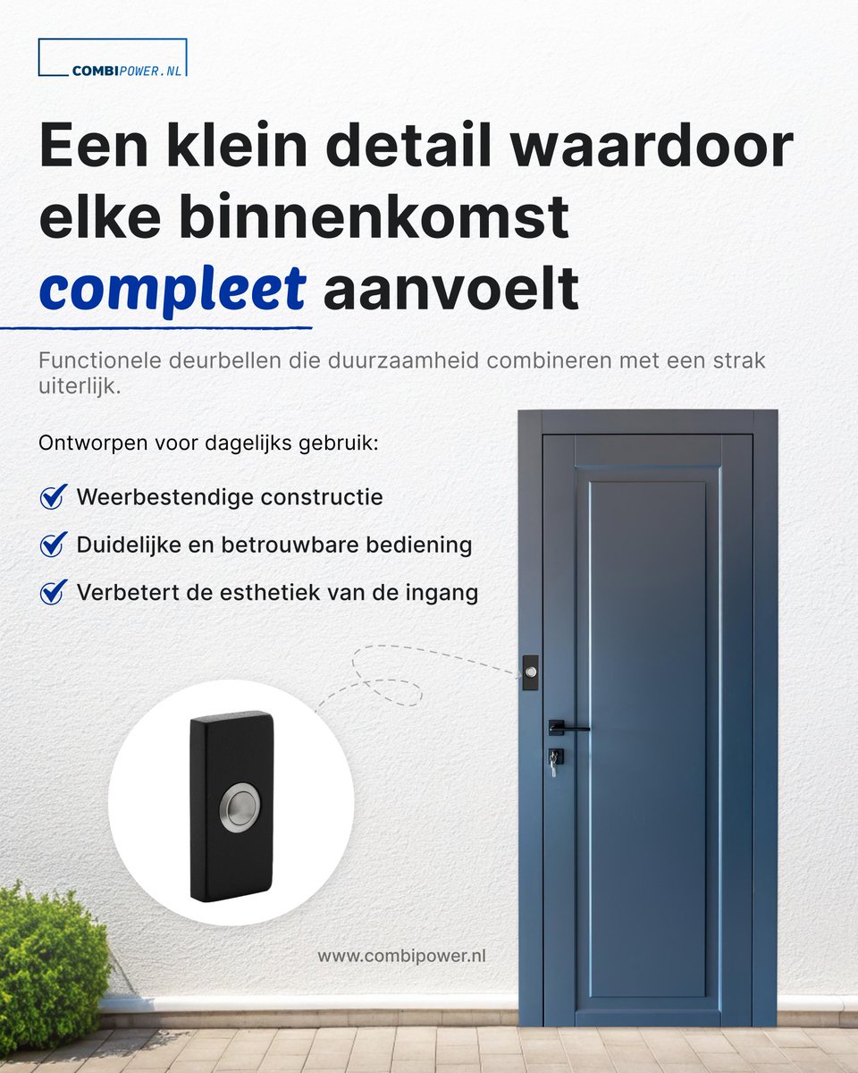 CombipowerBV's tweet photo. Werkt de deurbel niet goed?

Of ziet het er verouderd uit?

Upgrade naar een duurzame, weerbestendige deurbel

van merken als General, AMI, Intersteel &amp; meer.

Koop hier: https://t.co/nO70O1PJju

#deurbel #entree #voordeur #gevel #interieurdetails #wooninspiratie #strakwonen https://t.co/MjYM3uiqoI
