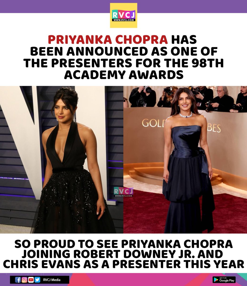rvcjmovies's tweet image. After a viral Golden Globes moment, the Queen is back on the Oscar stage 🫶🏼❤️

#priyankachopra #robertdowneyjr #chrisevans #oscars #academyawards @priyankachopra