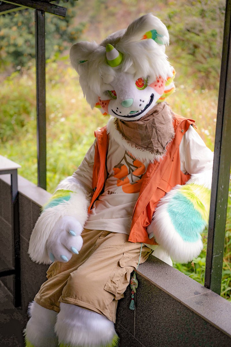 今天是柿子冰淇淋
📷：牛奶 
🦁：我家的雷
#furry #fursuit #FursuitFriday