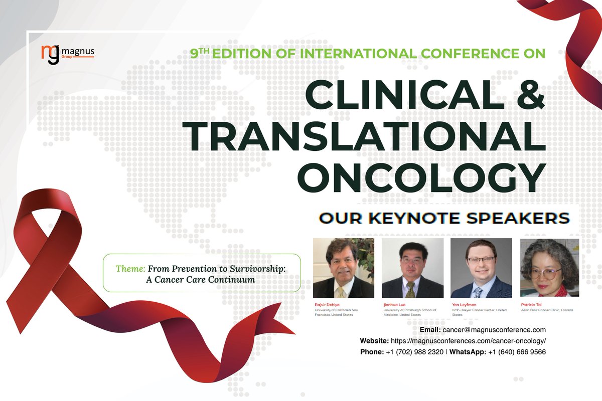 cancerconfer's tweet photo. Meet the #KeynoteSpeakers of the 9th Edition of the International Conference on Clinical &amp; Translational Oncology  by @magnus_group who are shaping the future of cancer research and care
📅October 8-10, 2026📍Tokyo, Japan | Virtually
🌐Website: https://t.co/CUqZ1OE3G0
#CancerConf https://t.co/8AnazHlcJI