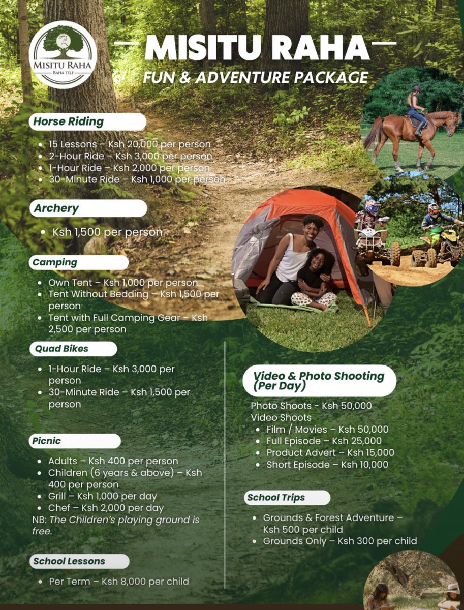 Welcome to Misitu Raha. Our name says it all. Call or WhatsApp the number on our bio. We are open EVERYDAY!