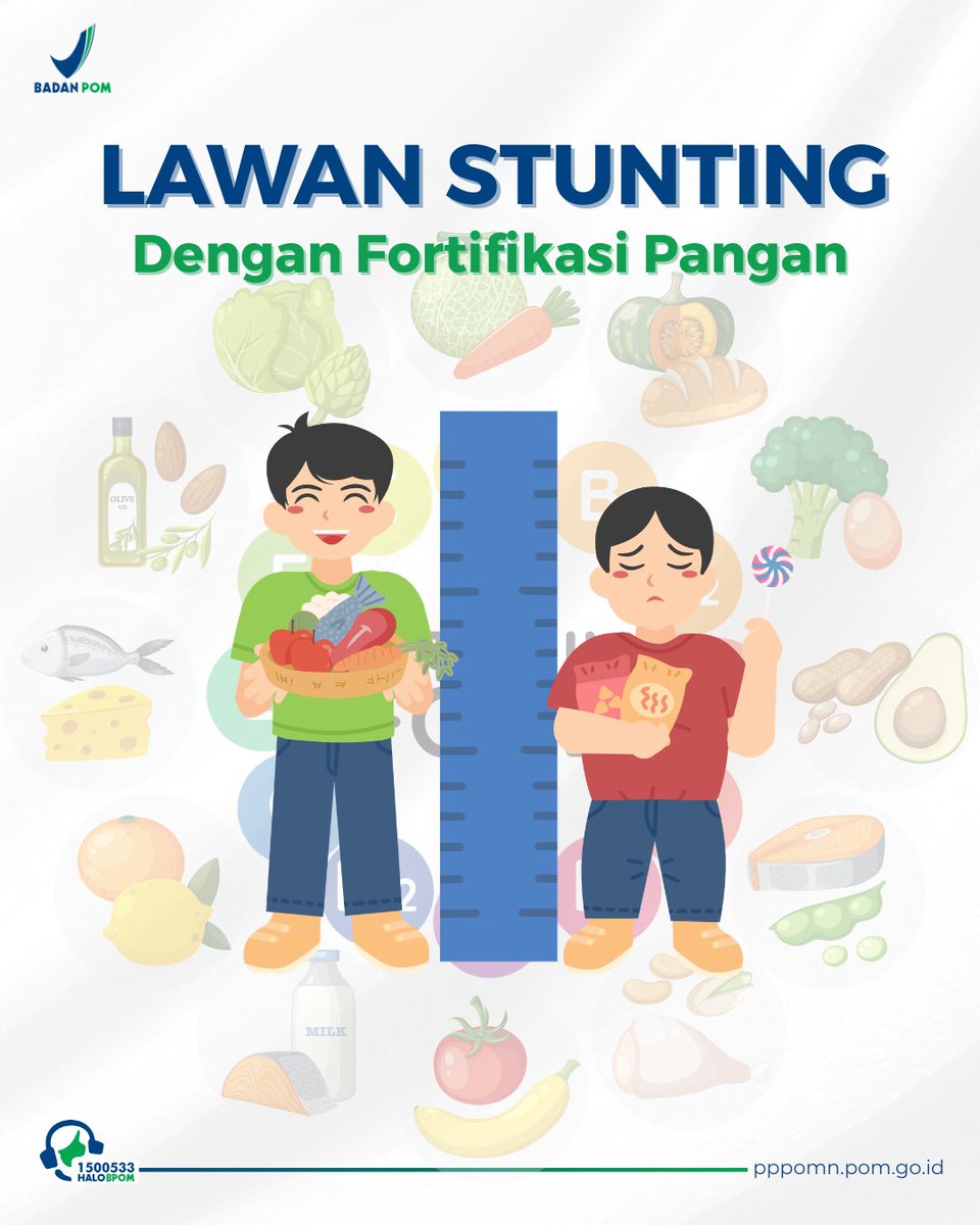 pppomnbpom's tweet photo. "Halo #SahabatBPOM!
Mari bersama lawan stunting dengan memilih pangan bergizi dan mendukung fortifikasi pangan demi masa depan anak Indonesia yang lebih sehat, kuat, dan cerdas.

✨ Generasi sehat dimulai dari pangan yang berkualitas.
#BPOMRI #PPPOMN #RamadanAman #PanganAman" https://t.co/clLSmrVide