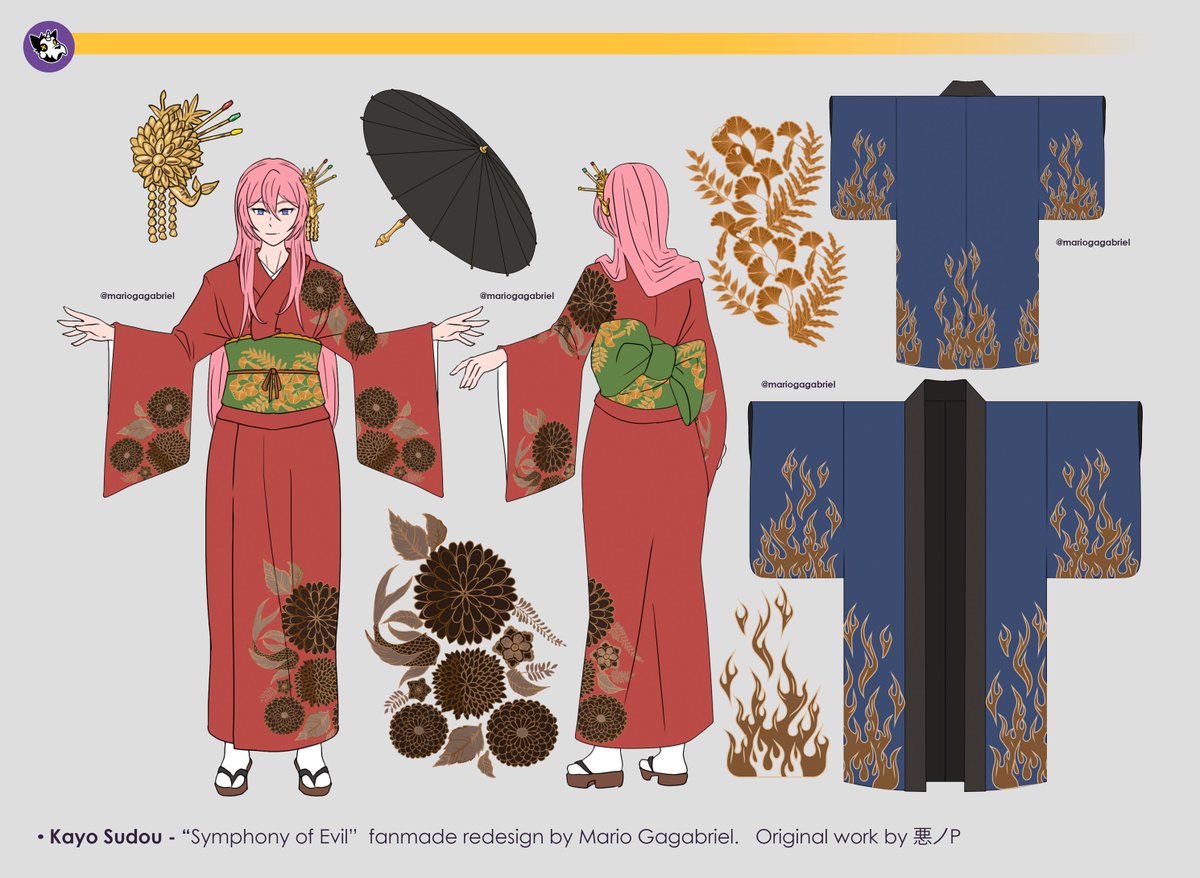 For Kayo, I wanted to incorporate some of her history with Kai into her outfit, and also fish elements because of her connection to Rahab.

Just a disclaimer: I found the vector pattern elements on Freepik and then modified them slightly.

#evilliouschronicles