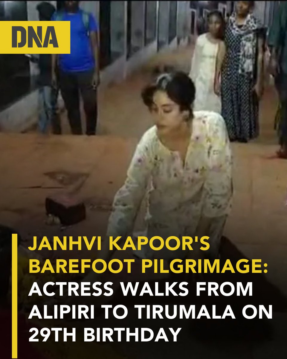 Actor #JanhviKapoor kick-started her 29th birthday celebrations in a religious way as she offered prayers at the #TirumalaVenkateswaraTemple in Andhra Pradesh.

Read here :dnaindia.com/entertainment/…

#DNAUpdates | #Barefoot | #Bollywood